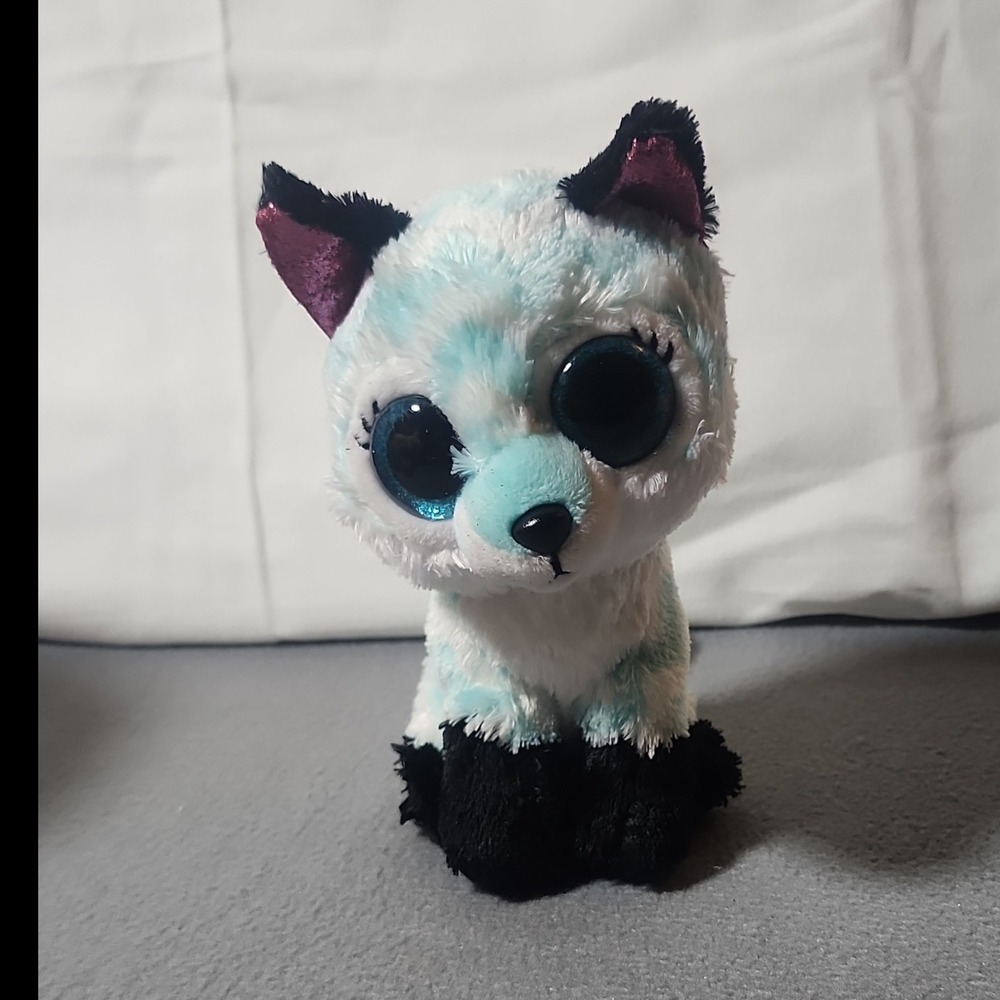 Ty TySILK Atlas Blue White Black Beanbag Plush Stuffed Animal 2017